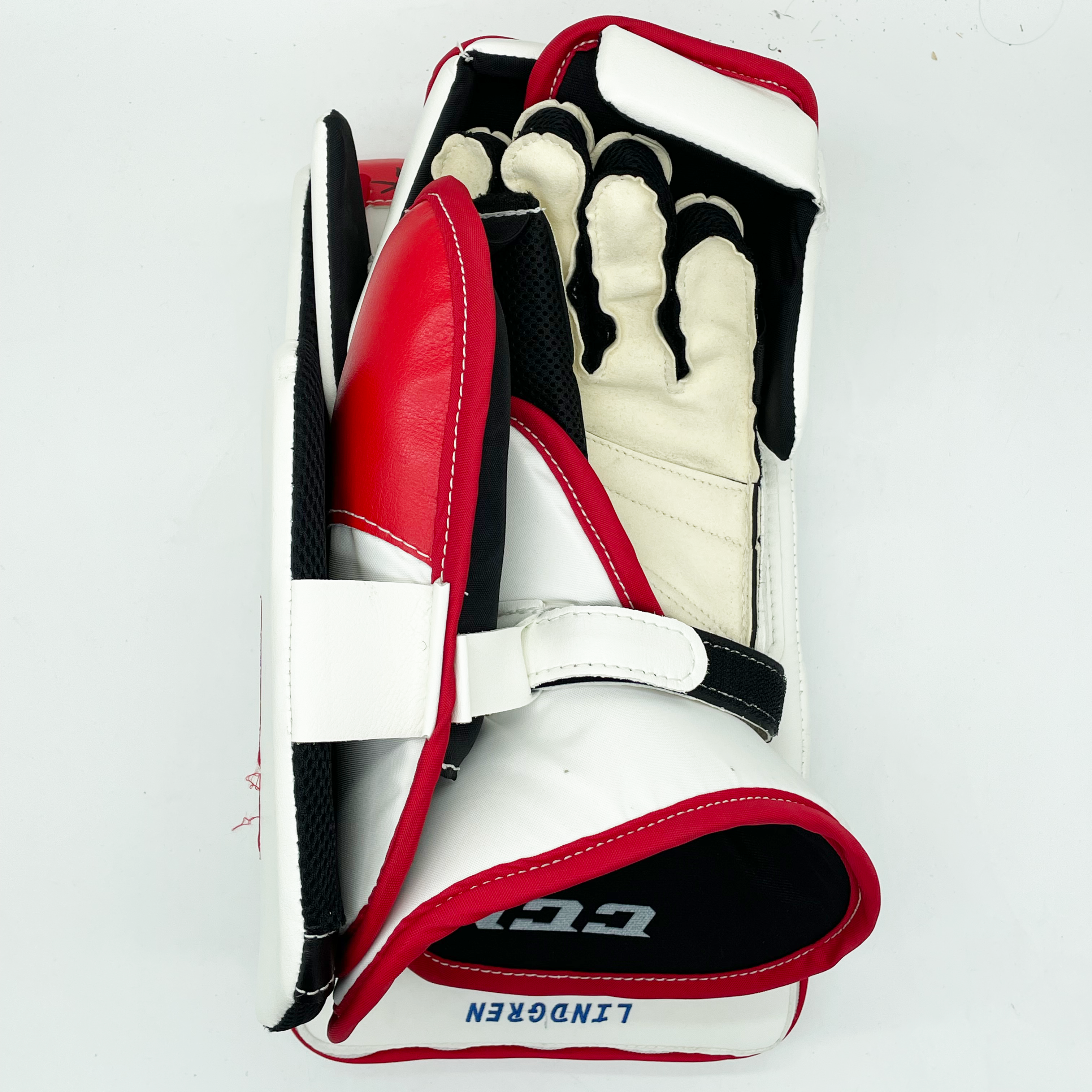 CCM Extreme Flex III - Nouveau bloqueur de gardien droit Pro Stock (blanc/rouge/bleu)